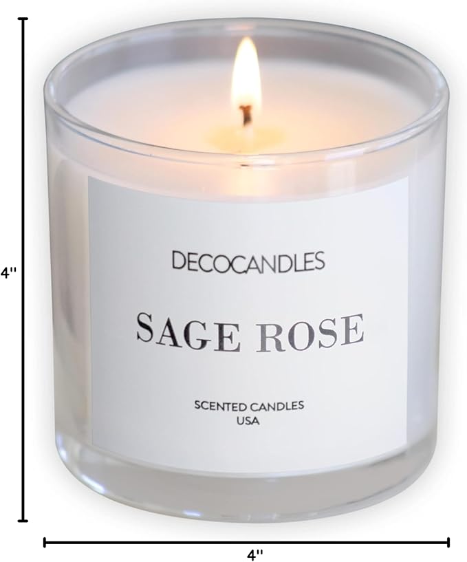 Urban Concepts by DECOCANDLES - Highly Scented Soy Candle - Long Lasting - Hand Poured in USA (6 Oz., Sage Rose)