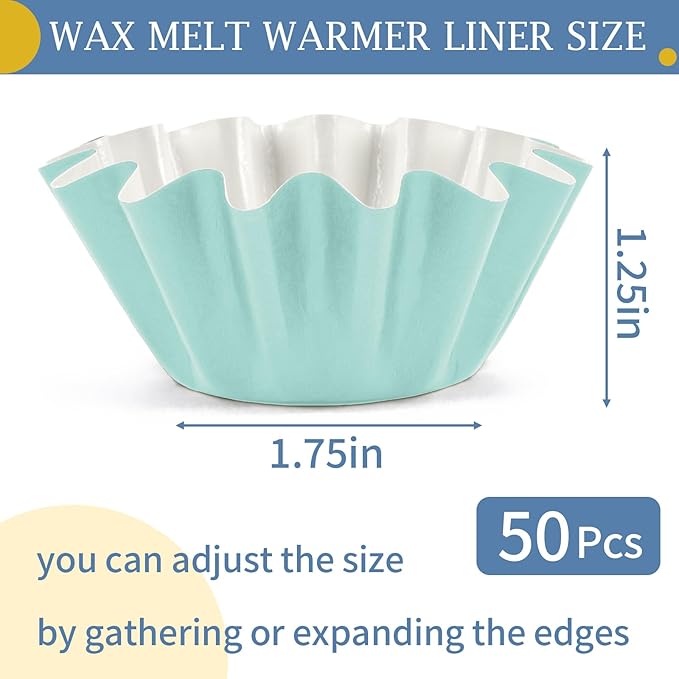 50 Pcs Wax Melt Liners, Wax Melt Warmer Liners, Leakproof & Reusable Wax Melt Cups for Wax Burner, Wax Melters, Candle Warmers, Scented Wax, Plug Warmers, Electric Wax Warmers, Blue