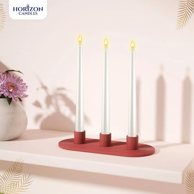 Horizon Unscented 10-Piece Taper Candle Set – 9 Hours Burning Time Smokeless & Dripless Candles for Centerpieces at Wedding, Holiday Dinners, Festive Parties and Home Decor - White