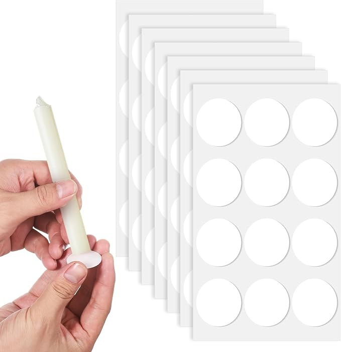 Candle Adhesive, 72Pcs Stay Put Candle Grips Taper White Taper Candles Holders Adhesive candl Grips Sticky Dots Tapers Candles Small Accessories for Holders Inserts