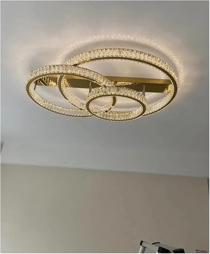 Modern Chandelier, LED Ceiling Hanging Lamps Modern Crystal Gold Round Living Dining Table Room Bedroom Kitchen Home Decor Pendant Chandelier Light(D40CM 60CM 80CM,Chrome)