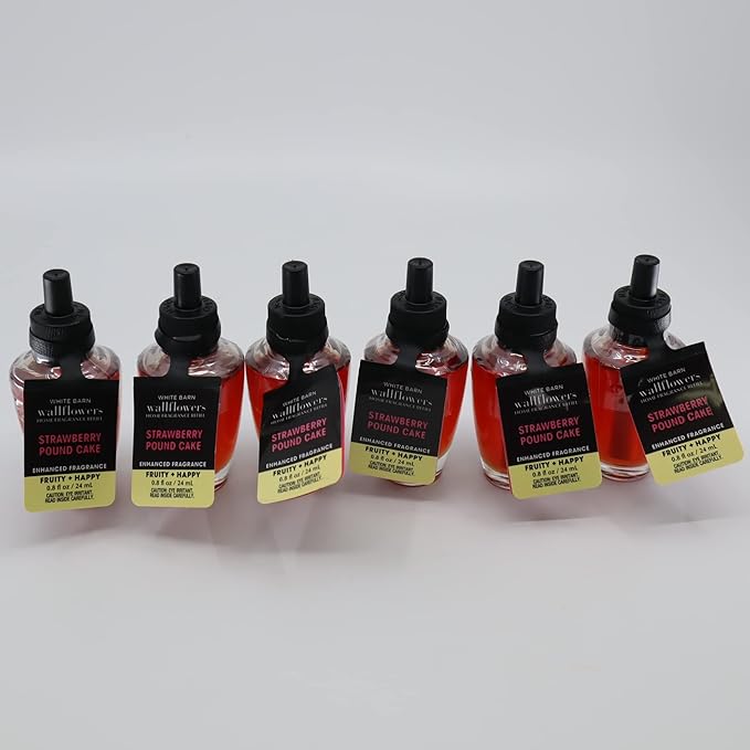 Bath and Body Works 6 Pack Strawberry Pound Cake Wallflowers Fragrance Refill 0.8 Oz.