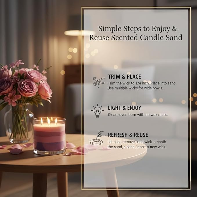 Monivi Scented Candle Sand with Wicks 1.1lb Purple Pearled Candle Beads Sand Candles with Wicks for Mothers Day Gift 85 Burn Hours Refillable Candle Wax for DIY Candle Making(Scented Lavender)