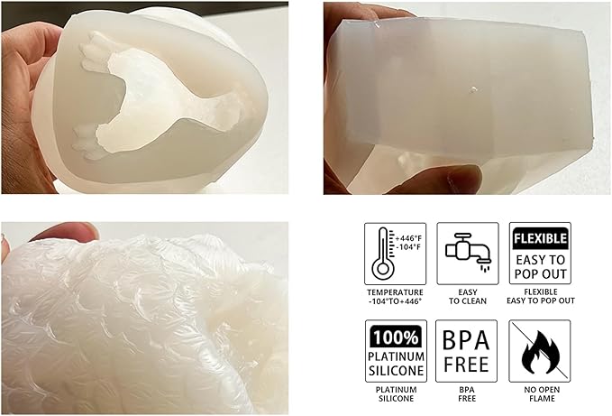Large Owl Silicone Candle Mold, DIY 3D Animal Resin Casting Chocolate Mold Clay Soap Mould for Plaster Candle Making Home Decoration