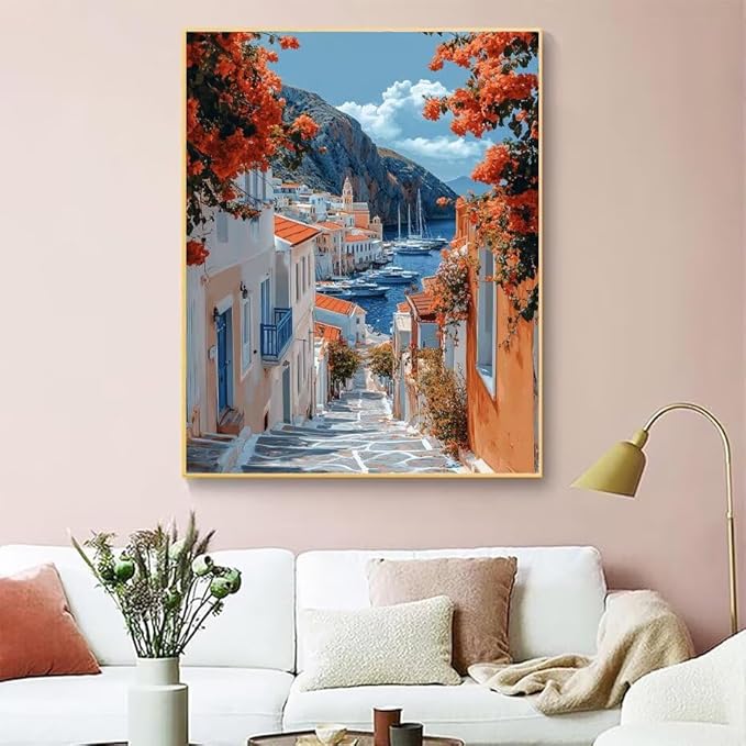 Diamond Painting Kits for Adults Sea Diamond Painting Kits Street 5D Full Square Drill Strass Crystal Crafts for Adults DIY Art Kit for Beginner, Home Wall Art, Gifts for Women 20x32in Z-S68195