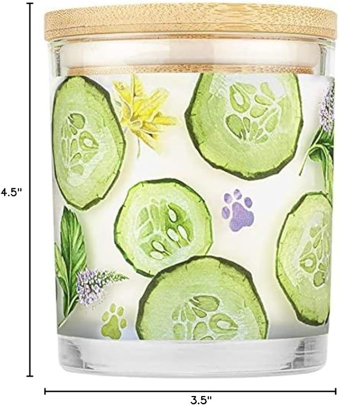 Pet House Candles, Natural Scented Candles for Pet Odors, 60 Hour Burn Time - Cucumber Mint, 9 oz, 2 Pack