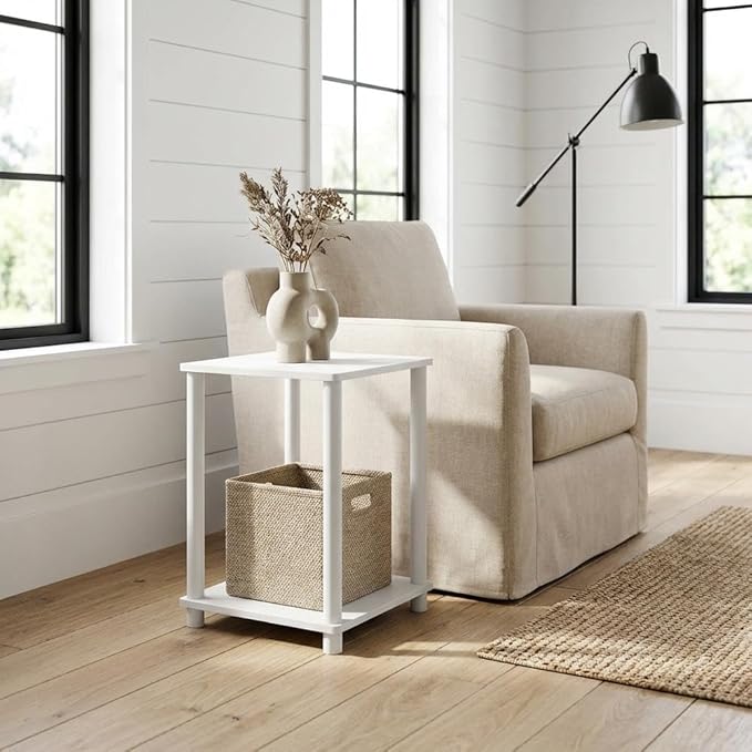 Furnifact White Bookcase with Wood Construction, Single Piece Design, Modern Storage Solution for Home and Office, Durable and Spacious