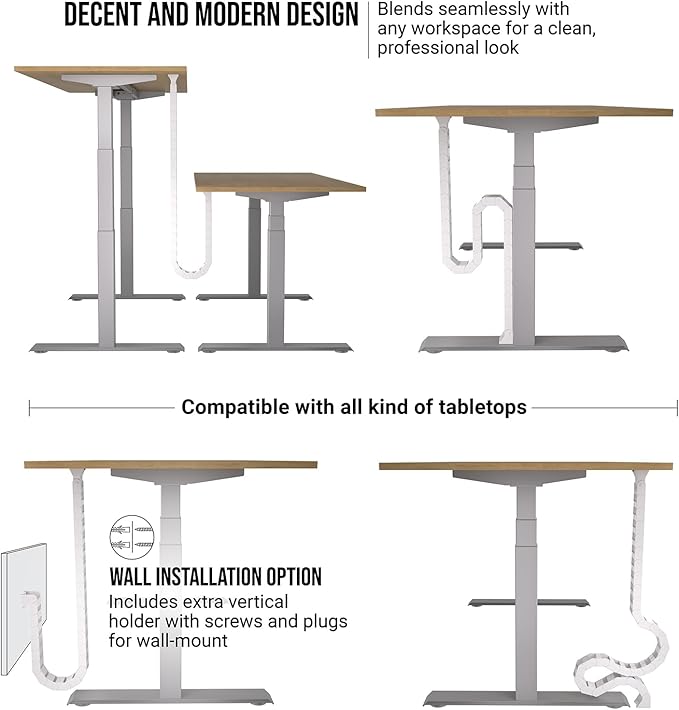 Ultimate Setup Under Desk Cable Management Vertebrae - Perfect for Sit Stand Desk - White, 133 cm