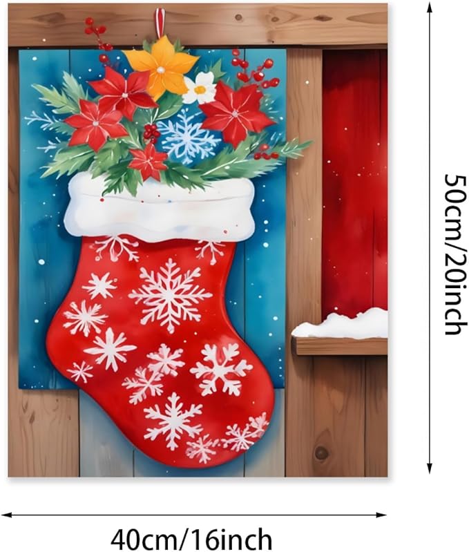QZOTRXI Winter Paint by Number for Adults,Christmas Paint by Numbers for Beginner Drawing with Christmas Socks Paint Canvas Oil Painting Christmas for Home Decor UNFRAMED 20x16 inch