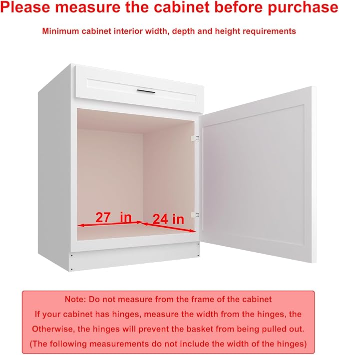 Pull Out Cabinet Organizer, Heavy-Duty Metal Sliding Drawer Shelf for Kitchen Cabinets, Chrome, Doesn't Include Door Fittings (26 * 21 IN)
