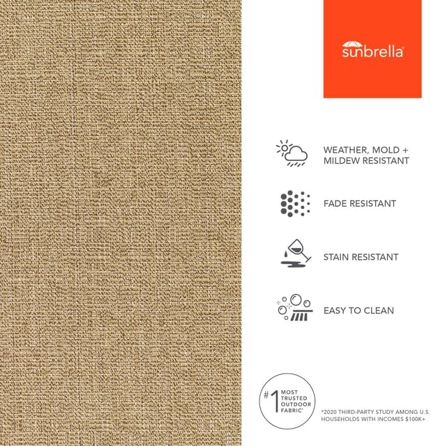 Sunbrella Outdoor Fabric by The Yard | Linen Sesame (Textured) | Official Sunbrella Seller | Indoor or Outdoor Upholstery Fabric for Chairs, Cushions, Drapery, Pillows, Furniture
