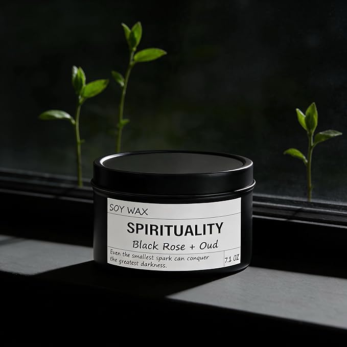 Chloefu LAN Crystal Energy Candle, Spiritual Candles for Women, Spark Conquer Darkness, Black Rose & Oud Candles, Emotional Support, Encouragement, Perfect Self-Care and Inspirational Affirmation Gift