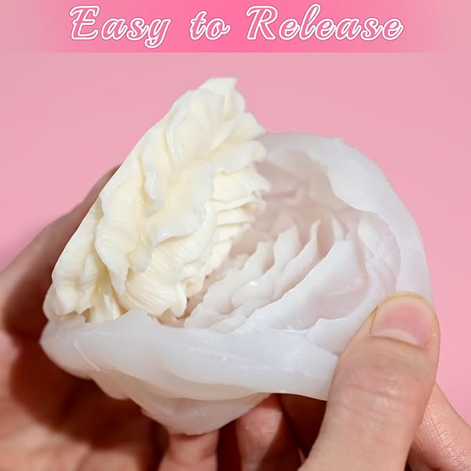 6 Pcs Flower Candle Molds, Different Flowering Peony/Rose/Tulips 3D Flower Silicone Molds for Candle Making, Handmade Soap, Epoxy Resin Casting Floral Home Decor, Wedding/Valentine/Mom Gifts