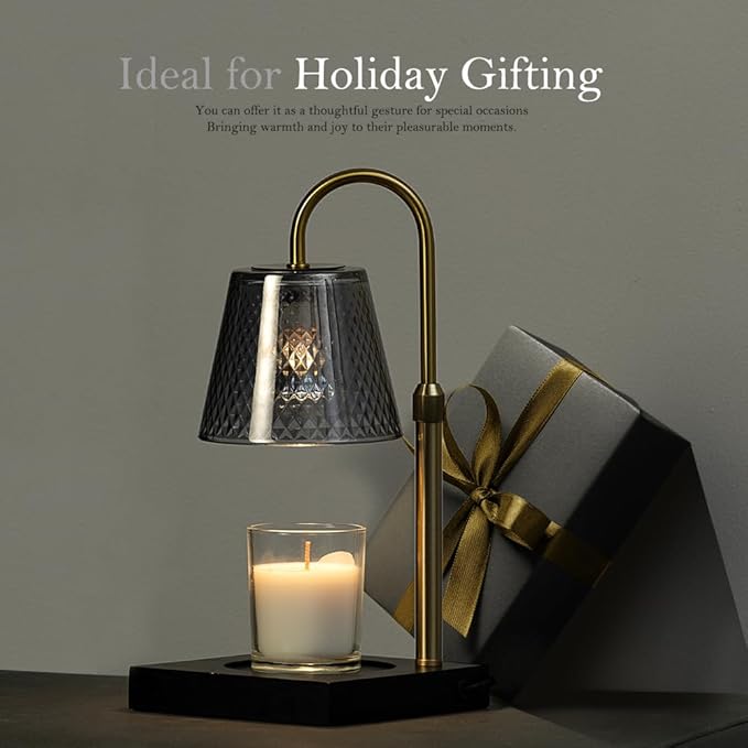 Candle Warmer Lamp with Timer (2H/4H/8H), Adjustable Height Dimmable Wax Melting Lamp for Jar Candles, Electric Candle Lamp for Home Decor, Ideal Gift for Candle Lovers (Black)