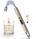 Candle Lighter, Windproof Flameless Electric lighters, Long Lighter with 360° Neck & Safety Switch, USB-C Rechageable LED Power Display Arc Lighters for BBQ Candle Birthday