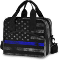 CBBYY Thin Blue Line American Flag Lunch Bags for Women Men, Reusable Insulated Lunch Box, Adjustable Shoulder Straps Tote Lunch Bag for Work Picnic School