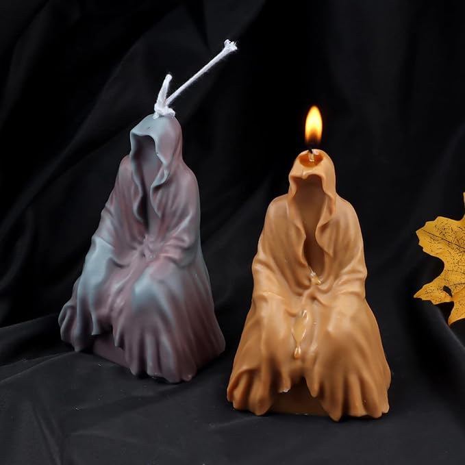 Ghost Candle Mold Halloween God of Death Resin Casting Silicone Mold for DIY Aromatherapy Candles Wax Plaster Polymer Clay Decoration