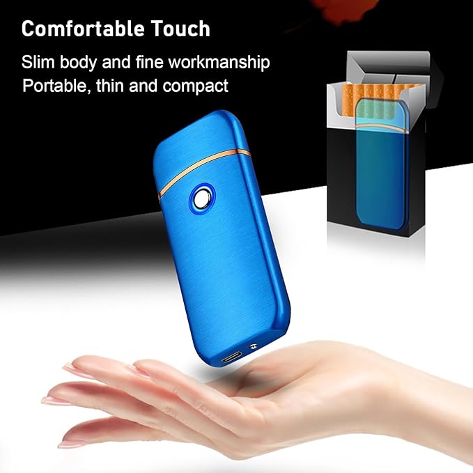 Electric Lighter, Smart USB Rechargeable, Cool Portable Dual Sided Ignition Windproof Lightweight Plasma Lighter Boyfriends Father Gifts-Black