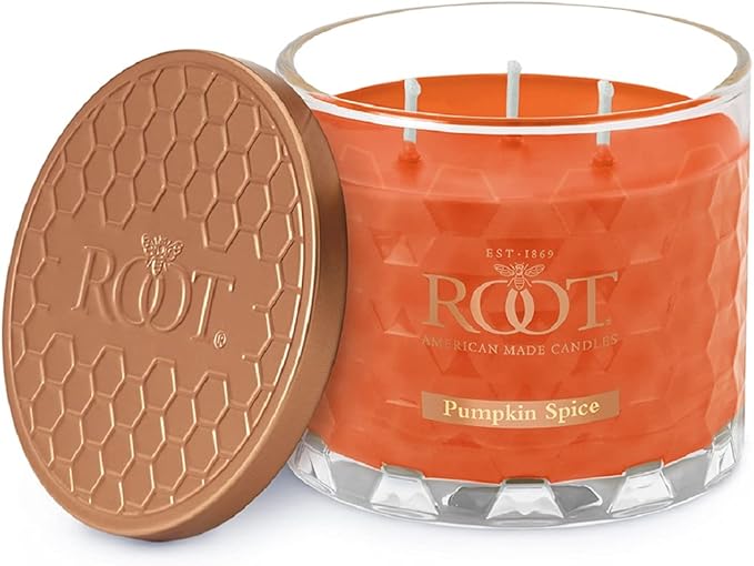 Root Candles Fall Scented Candles Honeycomb Glass Premium 3-Wick Handcrafted Beeswax Blend Candle, 12-Ounce, Pumpkin Spice