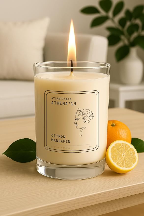 Citron Mandarin Scented Candle, 8oz Jar with Long-Lasting Burn, Giftable, Holidays,Birthdays