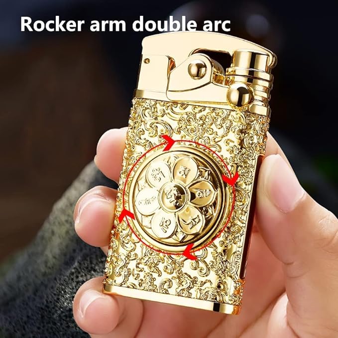 GADATOP Electric Lighter Rechargeable USB Lighter Personalized Creative Lighters Plasma Cool Lighters LED Battery Indication Gifts for Men Boyfriend Husband (Gold)