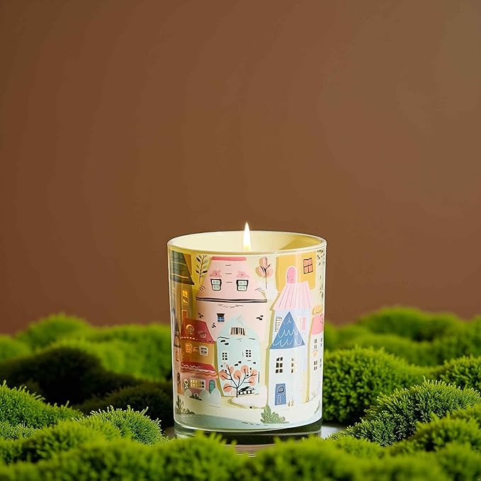 M&SENSE Moss Amber Candles for Home Scented - 10.2 oz Soy Wax Candles Non Toxic 60 Hours Long Burning Funny Candles Home Decor Gifts for Stress Relief, Meditation, Calm, Yoga