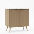 Sideboard Buffet Cabinet with Storage, Modern Fluted Accent Credenza with 2 Doors, Buffet Media Console Entryway Cabinets with Adjustable Shelves for Living Dining Room Hallway, Natual Oak