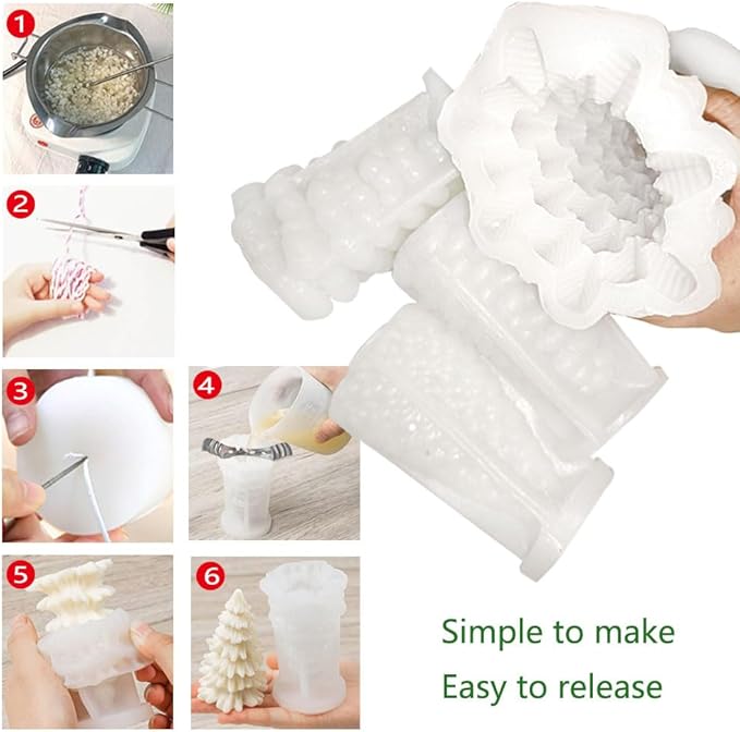 4PCS Christmas Tree Silicone Molds Kit - Resin & Wax Candle Soap Molds