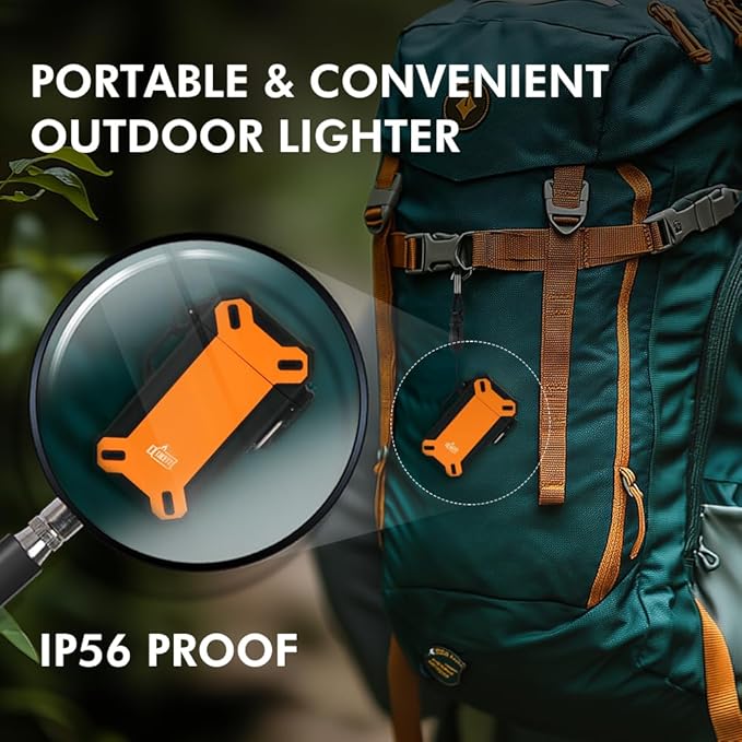 Dual Arc USB Rechargeable Electric Camp Lighter with Retractable Flexible Long Neck Waterproof Windproof Lighter for Outdoor, Grill and Candle (Orange)
