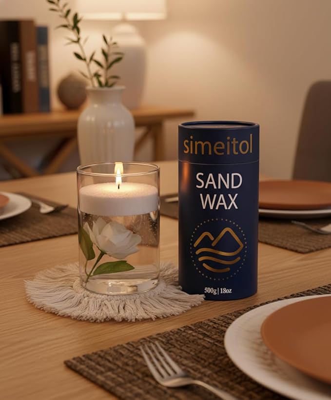 simeitol 18oz Scented Candle Sand Wax, Apple & Clove Scented Pearled Candles with a Glass Jar, Long Lasting with 120 Hours, Refillable Candle Sand with 30 Wicks for Mom/Home Decor/Holiday Gift/Relax