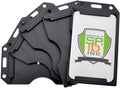 5 Pack - Heavy Duty 2-Sided Rigid Multi Card Holder - Hard Plastic Vertical ID Badge Holders for 2 Standard or Thick Prox Cards, Fuel Card, CAC, Work Badge, or Credit Cards by Specialist ID (Black)