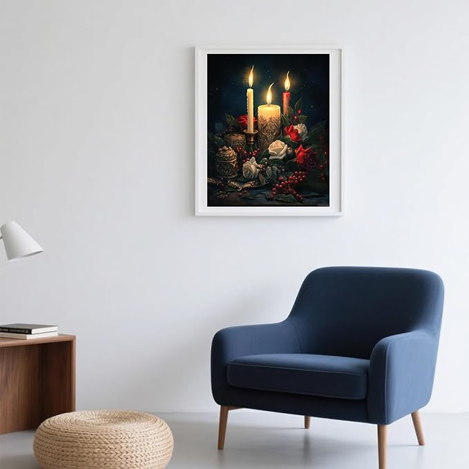 FUKVHIL Paint by Numbers Kit Digital Painting Christmas Candle DIY Oil Painting Drawing Canvas with Brushes Art Decorations 40x50cm