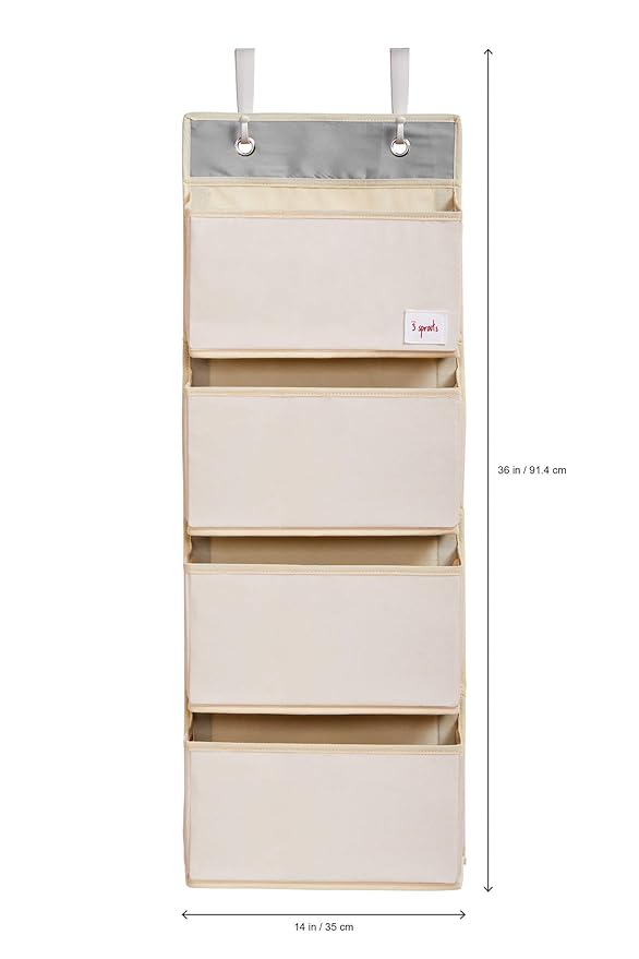 3 Sprouts Over The Door Baby Organizer - Essential Newborn Nursery Storage, Toy Organizer for Room and Closet - Bedroom Storage - Hooks Included, Llama