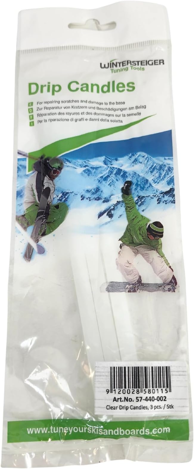 Wintersteiger P-Tex Ski Repair Candles – 3 Pack Clear P-Tex Sticks for Ski & Snowboard Base Repair – Drip Candle Kit for Tuning – Easy-to-Use Ski Repair Kit – No Tools Required