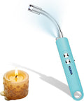 Lighters for Candle,Flameless Plasma Arc Electric Lighter USB C Rechargeable, Long Flexible Neck with Safety Switch for Birthday, Fireplace, Stocking Stuffers Gifts (Blue)
