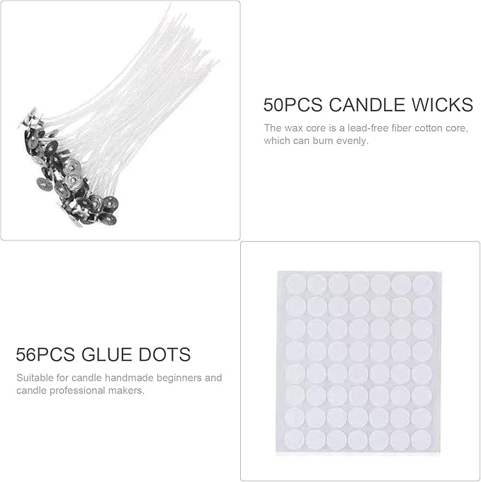 Dioche DIY Candle Making Kit with Natural Beeswax | 50 Candle Wicks, 8 Colorful Tins & Fragrance Oils | Perfect for Beginners & Professionals