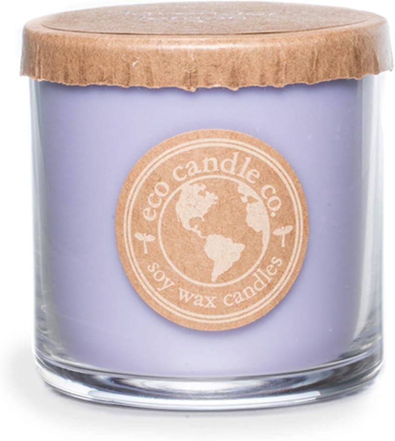 ECO CANDLE CO. Recycled Candle, Lavender Lemon, 6 oz. - Scents of Lavender & Lemons - 100% Soy Wax, No Lead, Kraft Paper Label & Lid, Hand Poured, Phthalate Free, Made from Midwest Grown Soybeans