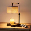 MOAFINA Candle Warmer Lamp with Timer & Dimmable, Height Adjustable Wax Warmer with Linen Shade & 2 Extra Bulbs, Flameless Candle Melter for Jar Candles, Gifts & Bedroom Decor