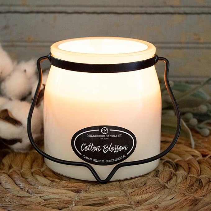 Milkhouse Candle Company - Cotton Blossom - Creamery Collection - 16oz Double Cotton Wick Soy Candles with Beeswax - Long Burn Time, Made in The USA - Non Toxic, Premium Scented Candles