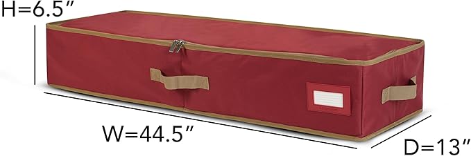 Covermates Keepsakes Gift Wrap Storage Organizer – Heavy-Duty Polyester with Buckle Straps & Interior Pockets – Holds Up to 15 Rolls of Gift Wrap with Handles & Label Window, Red