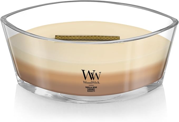 WoodWick Café Sweets Trilogy Holiday Candle Gifts for Women and Men, 16 oz Ellipse Trilogy Candle with Crackling Wick