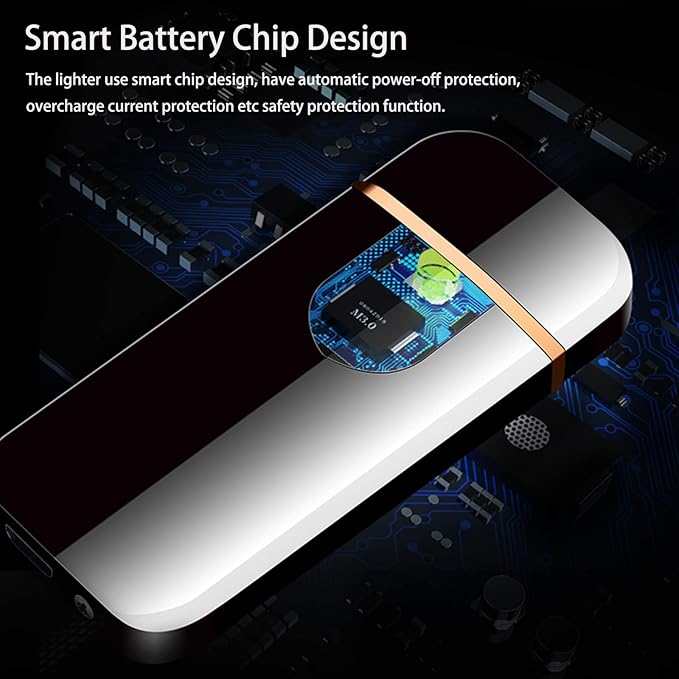 Electronic Lighter Smart USB Rechargeable, Mini Portable Design with Touch Dual-Sided Ignition - Windproof and flameless, Featuring Plasma Technology, Battery Indicator, and Lightweight Build(Black)