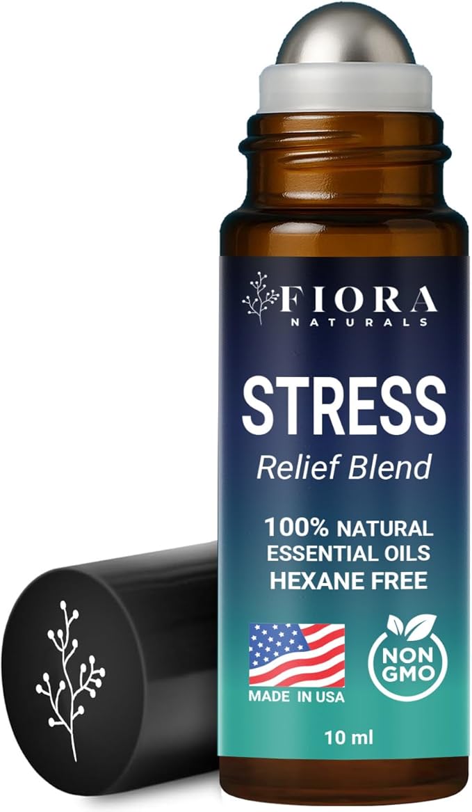 Stress Relief Essential Oil Roll On – Calming Essential Oils Blend for Relaxation & Wellness Rituals - Aromatherapy Roller, Destress Gifts for Women & Men by Fiora Naturals