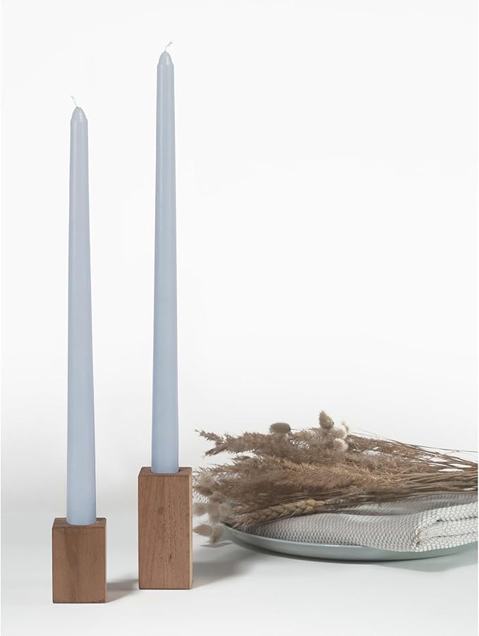 CANDWAX 14 icnh Tall Taper Candles - Dripless Long Burning Candlesticks - Set of 12 Gray Tapered Candles