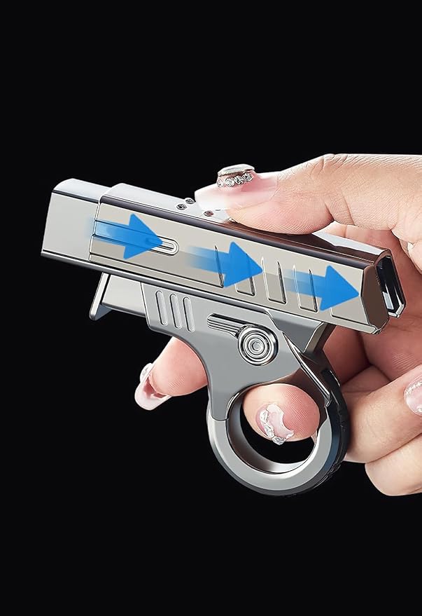 Torch Lighter - Windproof Blue Flame Refillable Butane Lighter with Adjustable Flame, Gift-Ready Box, Stress-Relief Features, Perfect for Outdoor Use & Special Occasions(Gas Not Include) (Silver)