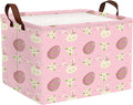 Large Cute Easter Basket for Kid Empty Gift Baby Rectangle Storage Bin Bunny Eggs Boy＆Girl Room Décor (Rabbit Pink Flower Egg)