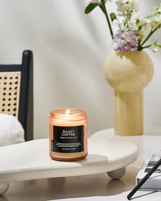 M&SENSE Coffee Scented Candles for Home, 7.05oz Organic Soy Wax, 50 Hours Slow Burning, Non Toxic Natural Candles, Warm Smelling for Bath Bedroom Kitchen, Housewarming Gift for Friends Family