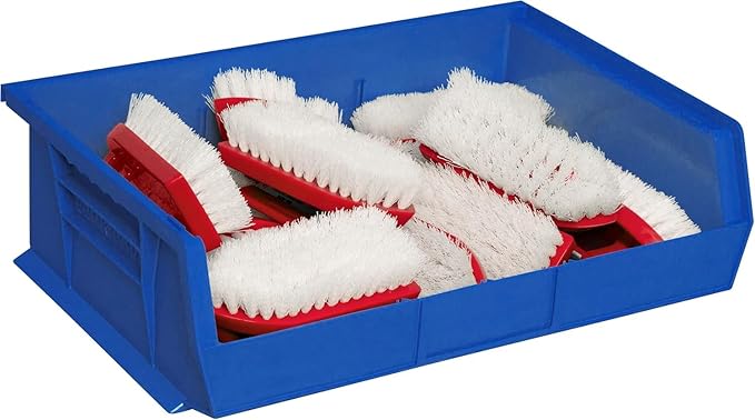 Akro-Mils 30255 AkroBins Plastic Storage Bins, Space-Saving Stackable Bins for Garage, Pantry, Craft Organization, 11" x 16" x 5", Blue, 6-Pack