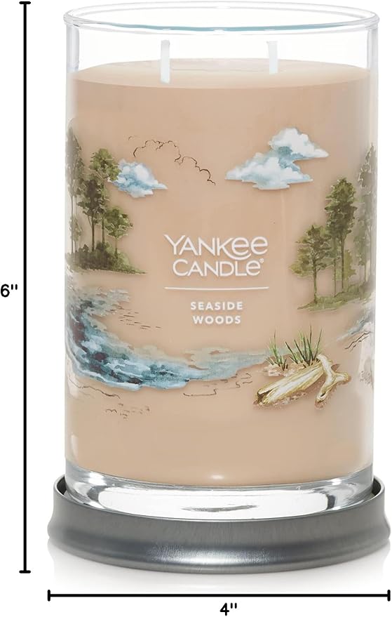 Yankee Candle Large Tumbler Scented Candle with up to 80 Hour Burn Time, Premium Plant Wax Blend for Consistent Burn, 20 oz Tumbler Candle with Room Filling Fragrance, Seaside Woods