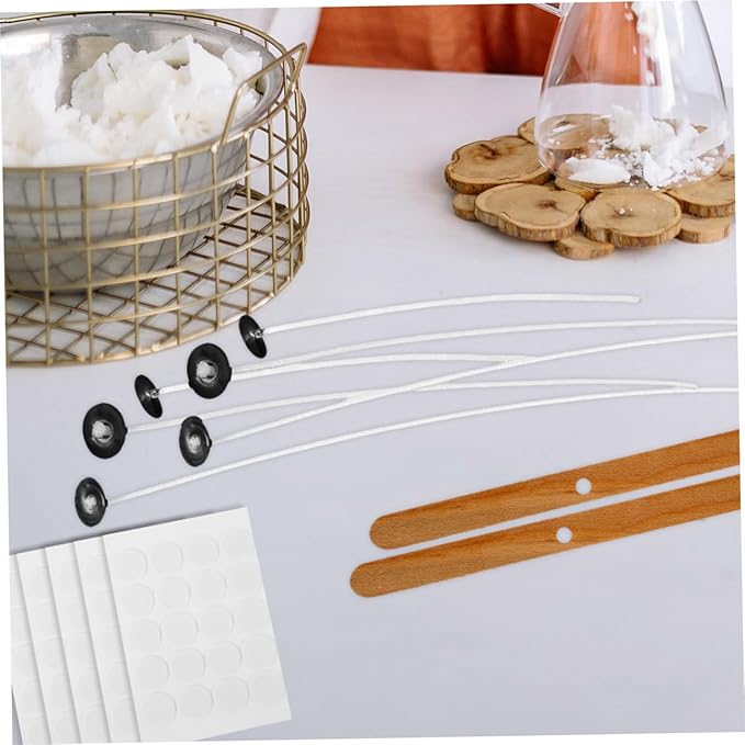 Veemoon 1set Candle Making Kit Candle Wicks Holders and Stickers for Home Birthdays and Parties